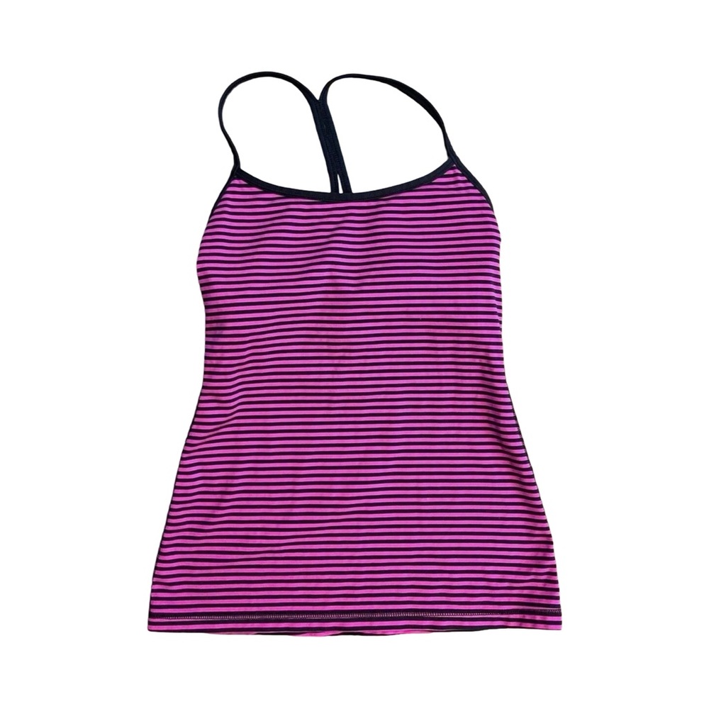 Striped Pink and Black Women's Athletic Top